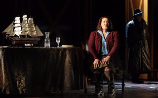 Elza van den Heever (Senta), Nicholas Brownlee (Dutchman), photo by Curtis Brown for the Santa Fe Opera