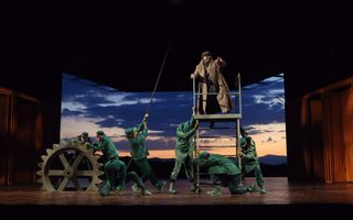 The Santa Fe Opera Chorus, Morris Robinson (Daland), photo by Curtis Brown for the Santa Fe Opera