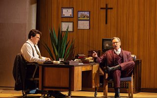 L - R: Michael Mayes (David), Greer Grimsley (Paul), photo by Curtis Brown for the Santa Fe Opera